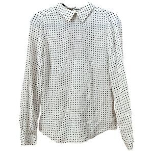 a.l.c White Silk Polka Dot Blouse with Peter Pan Collar